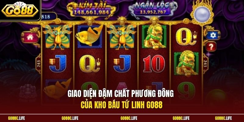 Giao diện đậm chất phương Đông của Kho Báu Tứ Linh GO88